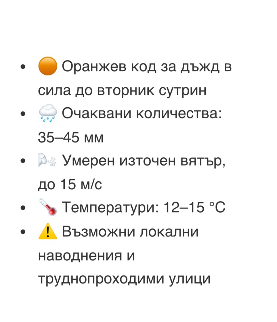 Оранжев код за дъжд: Очакват се обилни валежи в Бургас и региона утре - E-Burgas.com